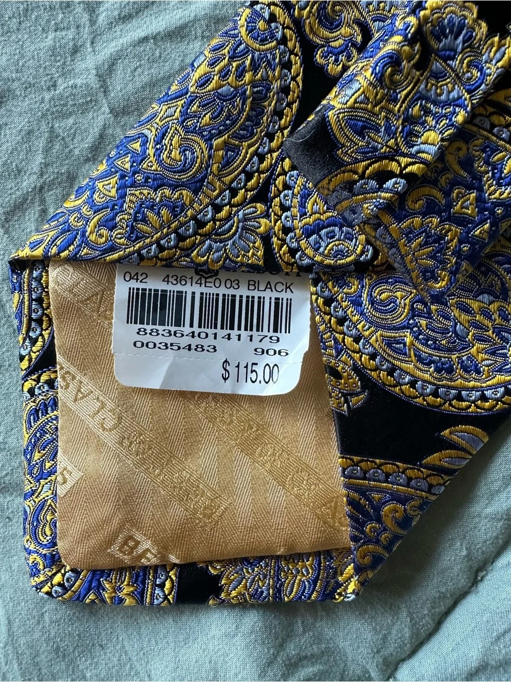 Robert Talbott Tie Best of Class Nordstrom Gold Blue Paisley Silk Necktie NWT